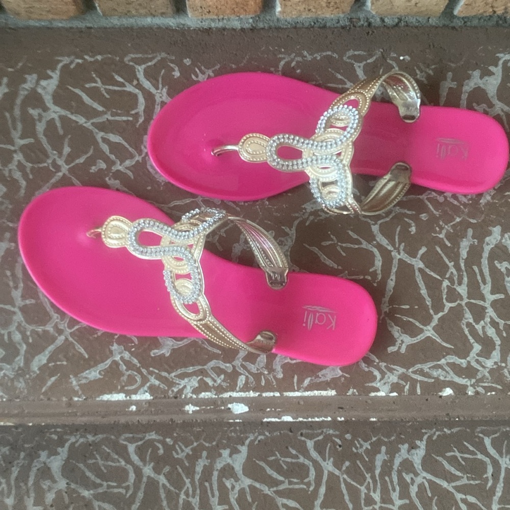 Hot pink summer glitzy sandals - Picture 3 of 5